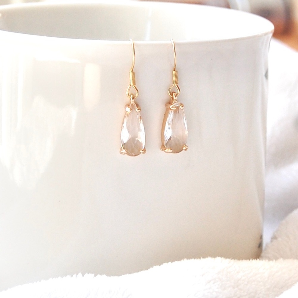 Clear Glass Teardrop Earrings